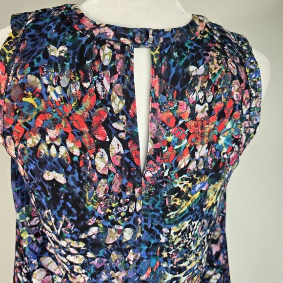 CABI Navy Blue Sleeveless Stained Glass Blouse - Picture 3 of 7